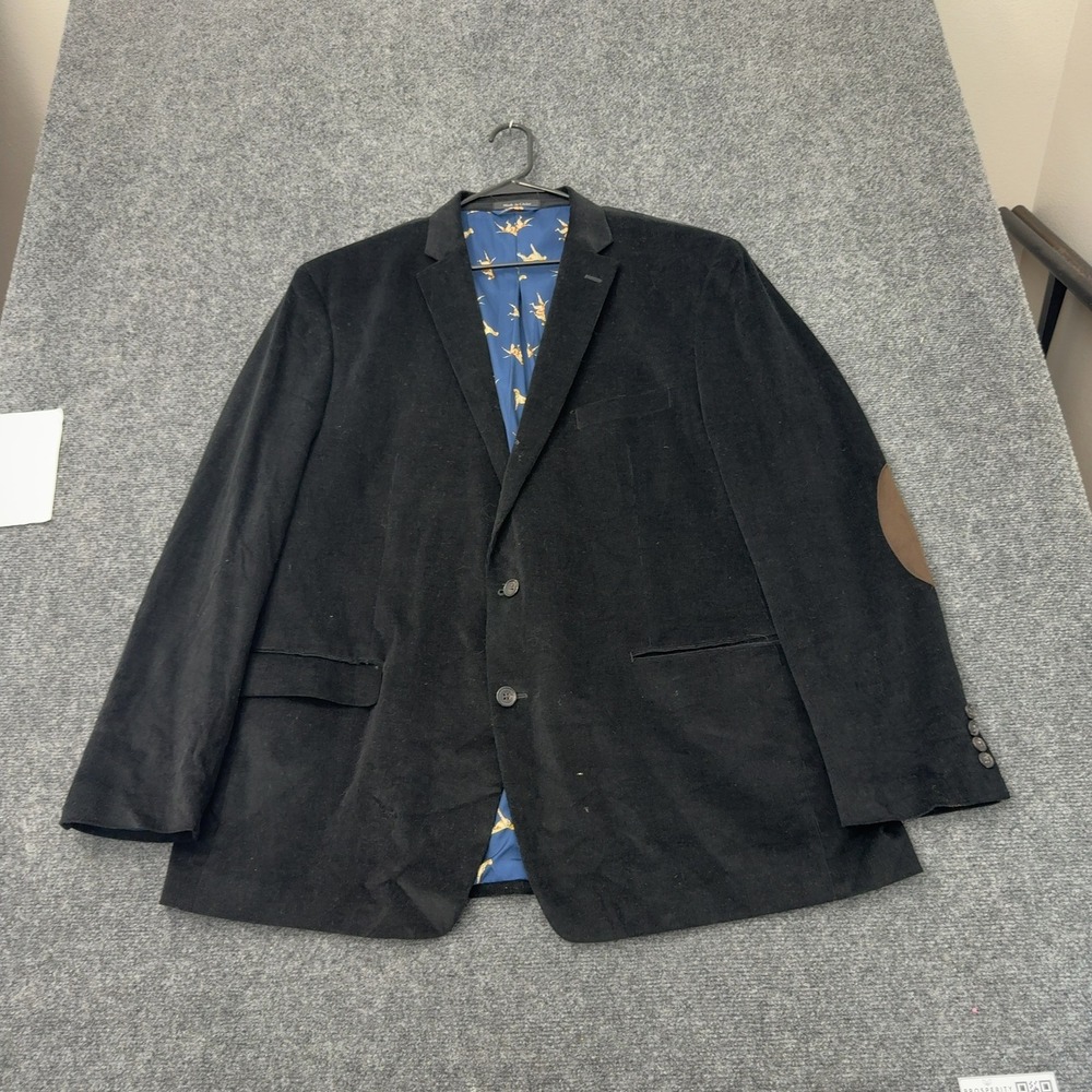 Lauren Ralph Lauren Blazer Mens 48L Black Cotton Corduroy Elbow Patch Academic